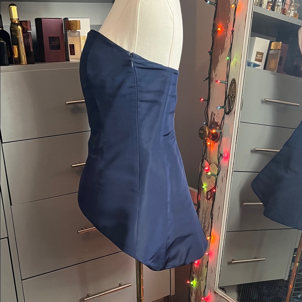 Rosie Assoulin Midnight Blue Strapless peplum Top - Picture 3 of 7